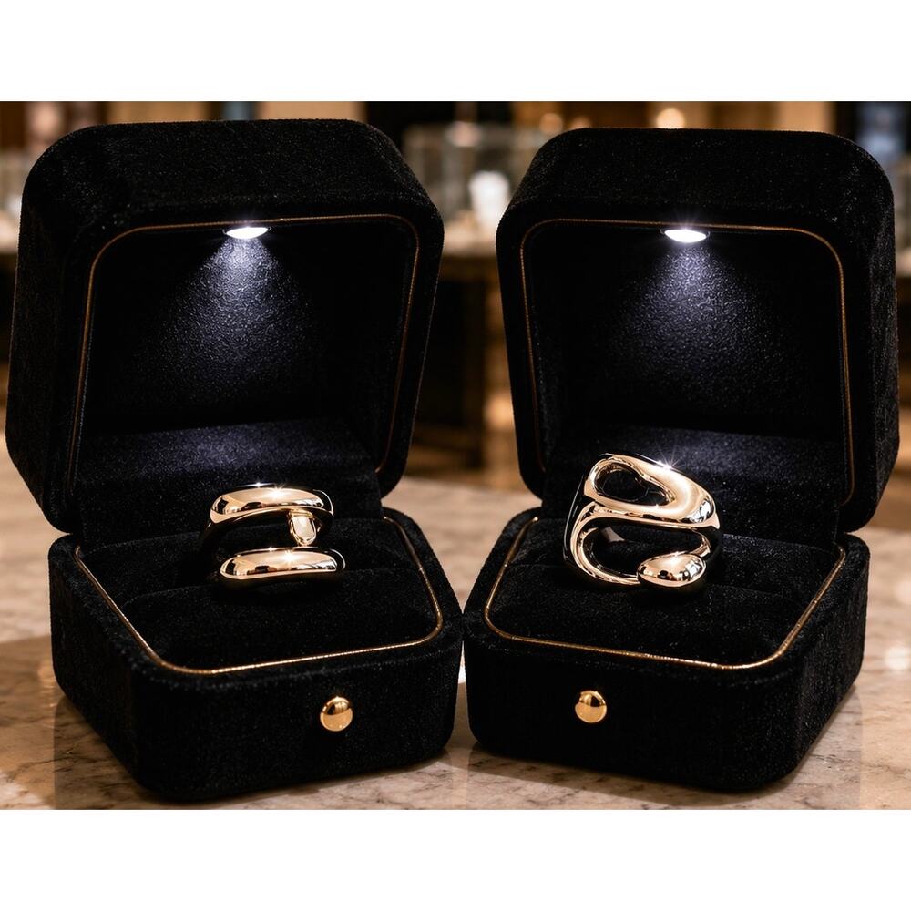 2 pc Stylish Hollow Line Rings One Size Unisex
